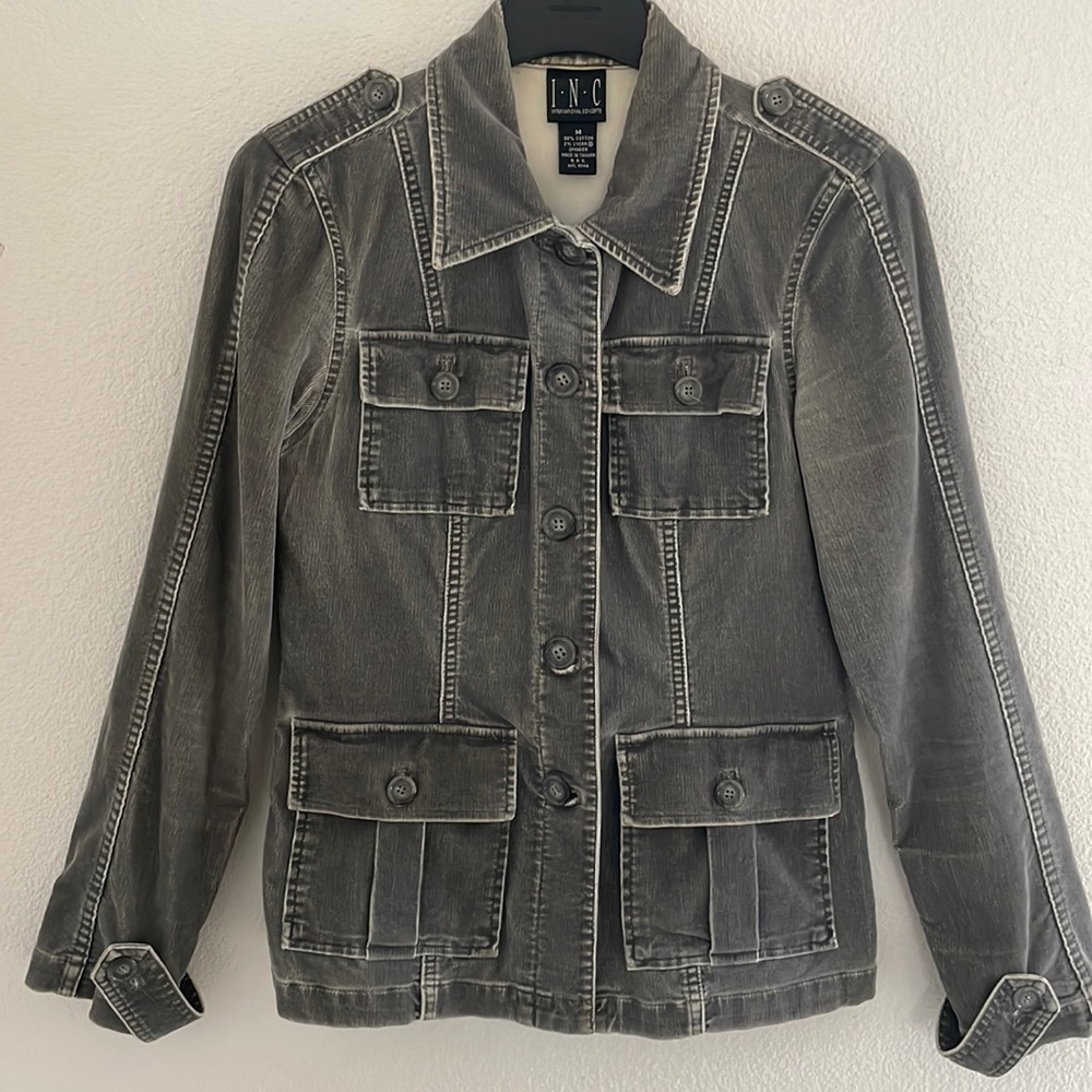 Inc.; Womens, Medium, distressed grey light jacket.